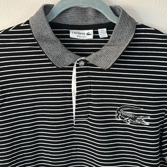Lacoste | Black & White Classic Stripe Polo Sz L Unisex - Picture 2 of 7